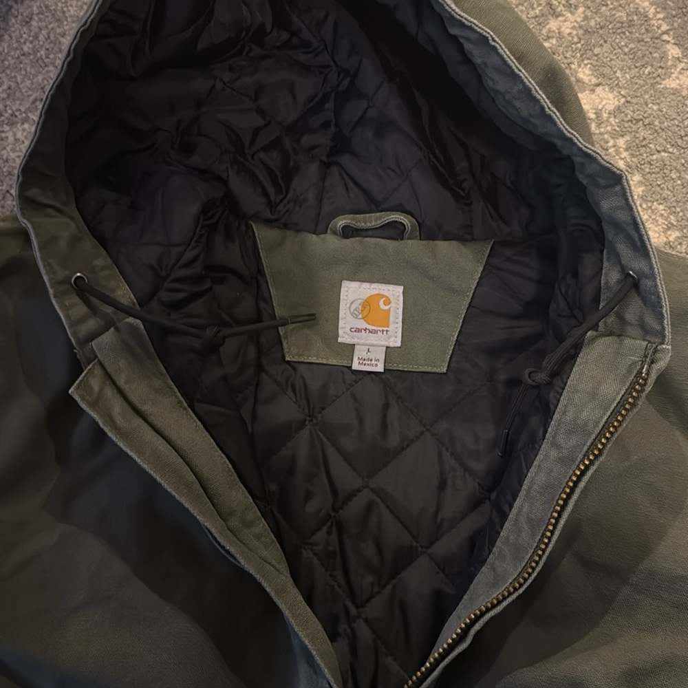 Carhartt Washed Duck Active Jac Moss Color Mens Large - Picture 4 of 9